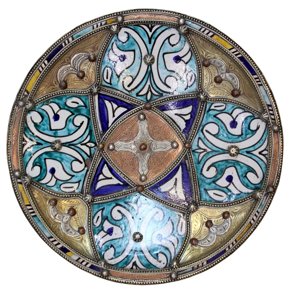 Plat serti — Quatre médaillons turquoise