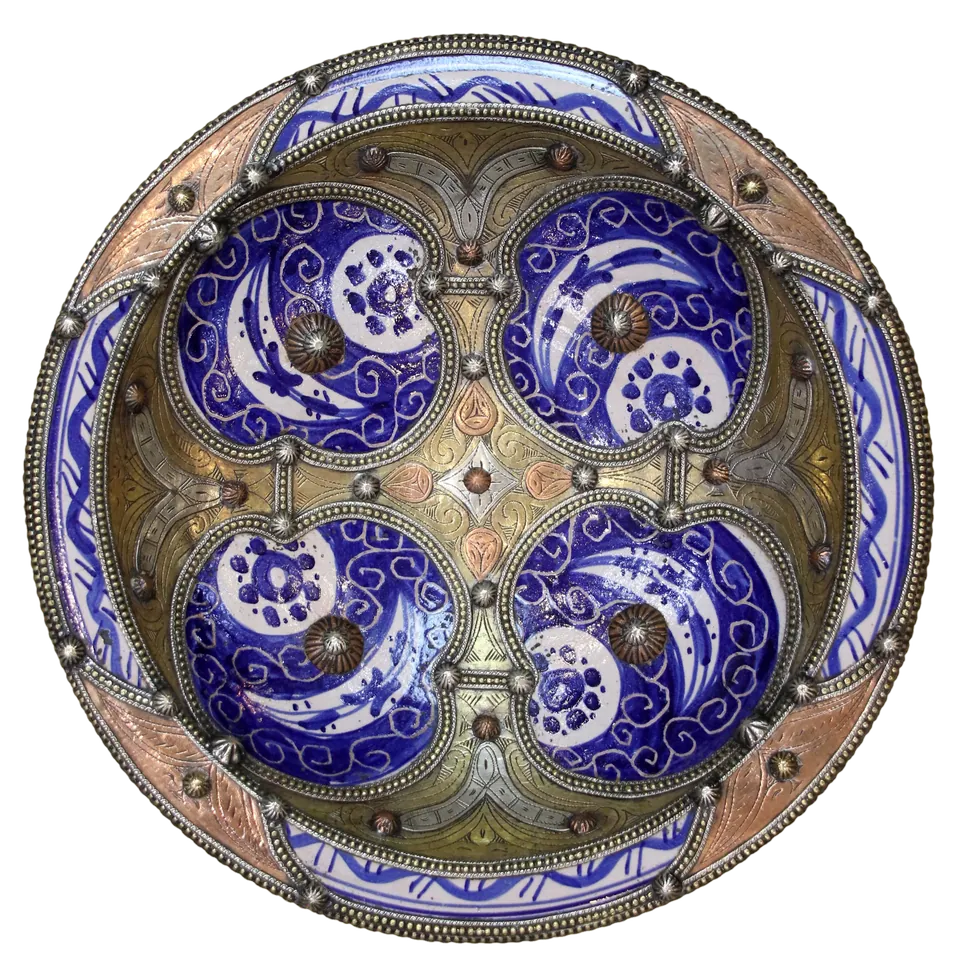 Plat serti — Médaillons cobalt