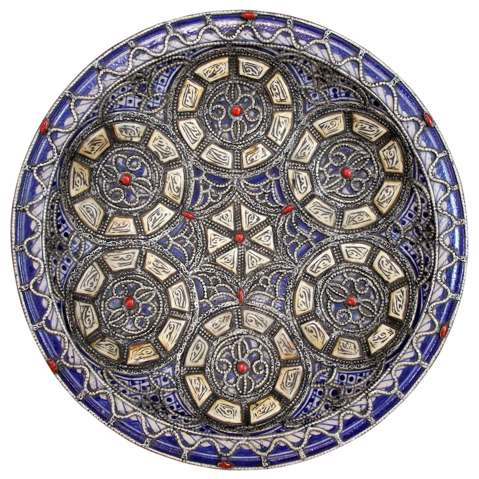 Plat serti — Rosaces cobalt