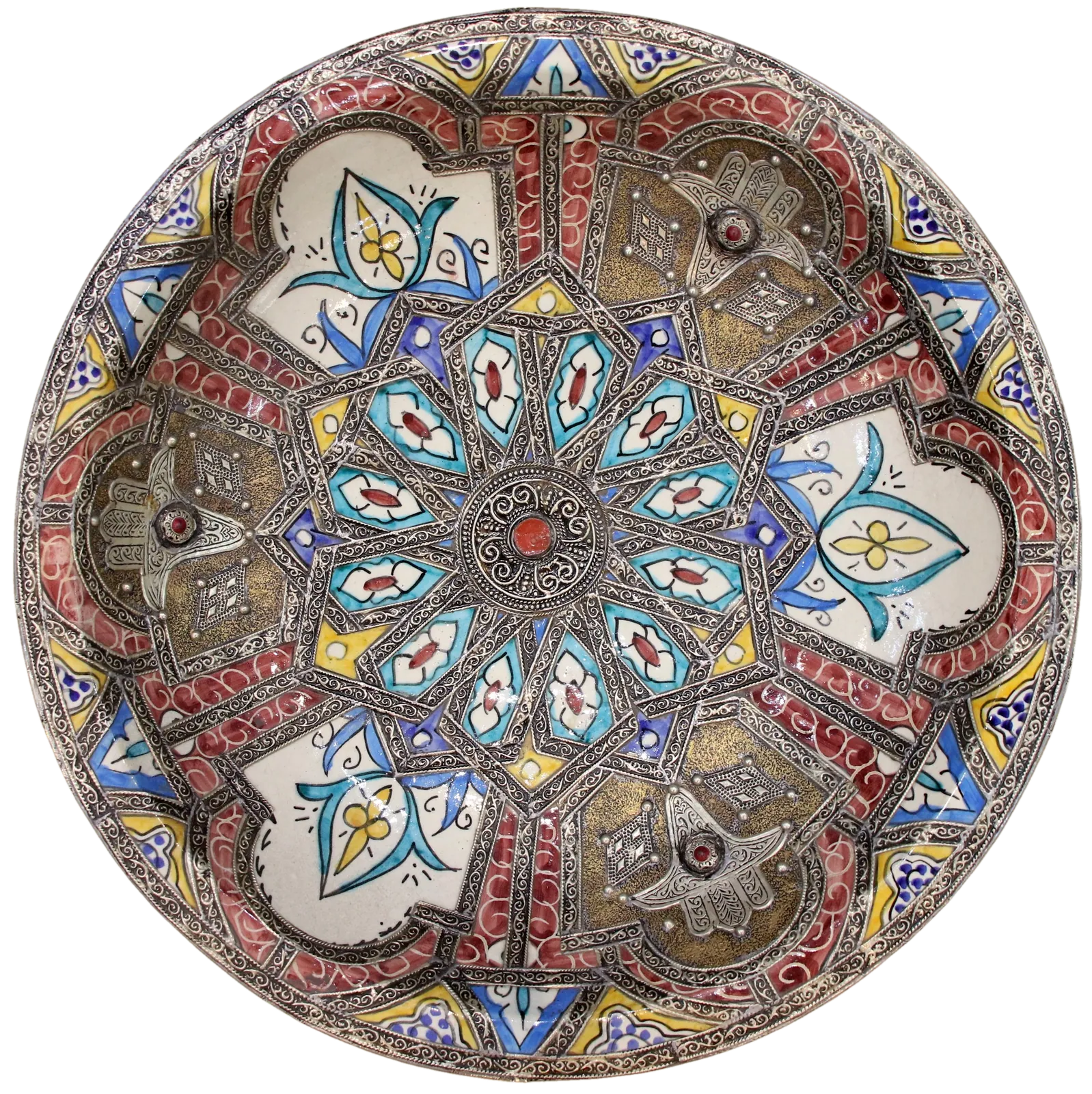 Grand plat serti — Grande rosace polychrome